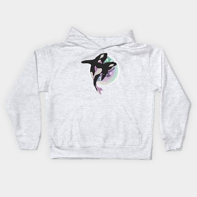 Galaxy Orcas Kids Hoodie by TheNeutralDragon